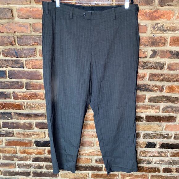 David Taylor Collection Gray Striped Plaid Flat Front Dress Pants Men's 40x29 - Picture 1 of 4